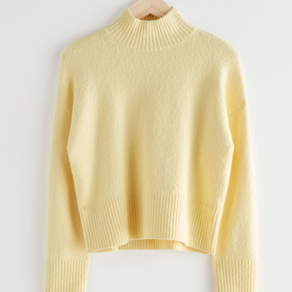 &OtherStories Cropped Mock Neck Sweater Yellow XS